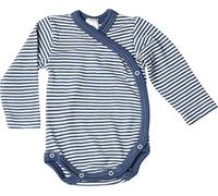 Cosilana Body avvolgente a maniche lunghe - Abbigliamento per neonati soffice per cambi facilissimi, Morbida miscela lana-seta, Certificato GOTS e prodotto 100% a livello regionale, A righe , 62-68