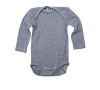 Cosilana Body per neonati, a maniche lunghe, morbido mix di lana e seta, ideale per l'estate e l'inverno, certificato GOTS e 100% prodotto a livello regionale, Blu marino mélange, 62-68