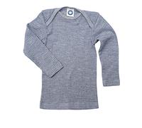 Cosilana, Camicia da bambino a maniche lunghe, 45% cotone KBA 35% lana, 20% seta, Blu marine melange, 86/92 cm