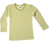 Cosilana Canottiera per bambini a maniche lunghe 70% lana biologica 30% seta Verde a righe 92