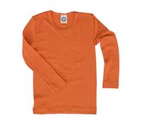 Cosilana - Maglia a maniche lunghe per bambini, in lana vergine biologica e seta Arancione zafferano naturale. 140