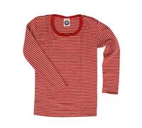 Cosilana - Maglia intima per bambini a maniche lunghe, in lana e seta, Rosso Rigato 124, 152