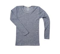 Cosilana, Maglietta intima per bambini a maniche lunghe, 45% cotone KBA, 35% lana kbT, 20% seta, Blu marino mélange, 116