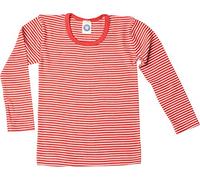 Cosilana, Maglietta Intima per Bambini a Maniche Lunghe, 70% Lana (allev.to bio), 30% Seta (Righe Rosse, 128)