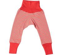 Cosilana - Pantaloni per neonati con fascia in vita, 70% lana, 30% seta, a righe rosse, 98/104 cm
