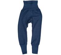 Cosilana - Pantaloni per neonati con fascia in vita, 70% lana, 30% seta, Colore: blu navy., 50/56 cm