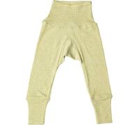 Cosilana - Pantaloni per neonati - lunghi con fascia elastica in seta/lana/cotone, Verde Melange, 86 cm-92 cm