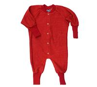 Cosilana, Pigiama intero senza piede, 100% lana, Colore: rosso, 68