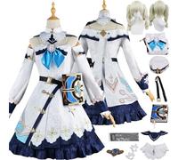 Cosimfy Anime Genshin Impact Barbara Cosplay Costume Vestito Giochi Ruolo Varesa Furina Focalors Cosplay Uniformi Set Halloween Festa Carnevale Dress Up Suit con Parrucca Cappello per Donne (XL)