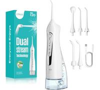 COSLUS C20 Idropulsore Dentale Portatile Senza Fili, 300 ML Irrigatore Idropulsore Ricaricabile Impermeabile IPX7 Foppio Flusso Water Orale Flosser Pulizia Denti Ideale per Viaggi a Casa