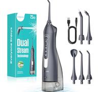 COSLUS C20 Idropulsore Dentale Portatile, Serbatoio Più Grande 300Ml | Irrigatore Ricaricabile Per Ortodonzia E Gengive Sensibili, Senza Fili,Ideale Per Uso Familiare E Professionale Grigio