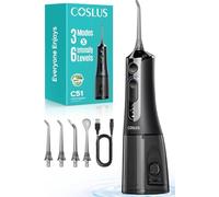 COSLUS C51 Idropulsore Dentale Con Modalità Jet, 6 Pressioni,Nero | Per Ortodonzia, Apparecchi Ortodontici, Gengive Sensibili, Portatile da Viaggio, Vano Porta-Ugelli Integrato