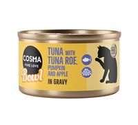 Cosma Bowl 24 x 80 g Alimento umido per gatto - Tonno con Bottarga, Zucca e Mela