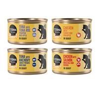 Cosma Bowl 6 x 80 g Alimento umido per gatto - Mix: 2x Petto di Pollo, 2x Tonno con Bottarga, 1x Petto di Pollo con Salmone, 1x Tonno con Acciughe