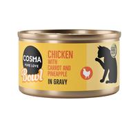Cosma Bowl 6 x 80 g Alimento umido per gatto - Petto di Pollo con Carota e Ananas
