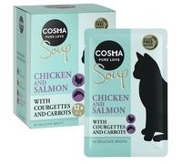 Cosma Soup 12 x 40 g umido per gatto - Petto di Pollo e Salmone con Zucchine e Carote