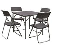 Tavolo pieghevole con sedie incluse acciaio resina set tavolo con 4 sedie antracite Garden Ecco Fatto