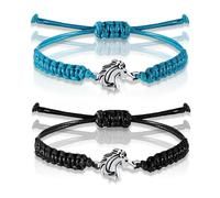Cosmeria Bracciale da cavallo per uomo e donna, regolabile, set da 2 pezzi con ciondolo a testa di cavallo, per amanti dei cavalli, durevole ed elegante, perfetta idea regalo, multicolore, L