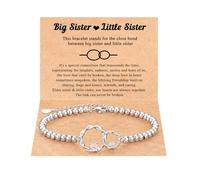 Cosmeria Braccialetto regolabile in argento 925 con due cerchi, idea regalo di compleanno per sorelle grandi e piccole, bianco, L