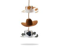Cosmeria Cappello da cowboy per specchietto retrovisore, graziosa decorazione con lunghezza regolabile, realizzato a mano e unico, perfetto per auto e casa