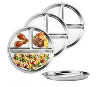Cosmeria Piatto in Acciaio Inox con Sezioni, Piatto per Bambini e Neonati con Divisione, per Pasti e Snack Sani, Stoviglie Resistenti per l'uso Quotidiano
