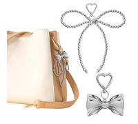 Cosmeria Portachiavi da donna, ciondolo a forma di fiocco d'argento con chiusura a cuore, versatile e accessori per accenti eleganti, bianco, L
