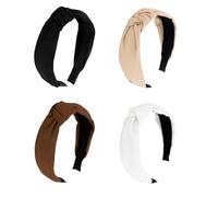Cosmeria Set di 4 cerchietti da donna con nodi elastici in chiffon, per diverse acconciature e occasioni