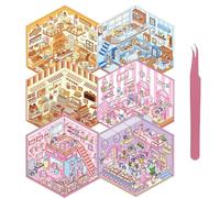 Cosmeria Set di adesivi 3D fai da te con 6 diverse scene, riutilizzabili, facili da usare, antistress e promozione della creatività per adulti e bambini