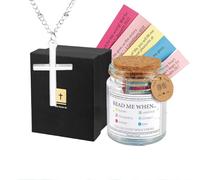 Cosmeria Vetro Con Versetti Bibblici Emozioni E Sentimenti Con 108 Versetti Bibblici E Collana Croce D'Argento Regali Cristiani Per Donne E Uomini