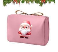 Cosmetic Bag, Christmas Makeup Organizer, Portable Makeup Purse, Holiday Cosmetic Organizer, Travel Makeup Bags, Santa Print Organizer, Makeup Brush Holder, Cosmetic Travel Pouch, rosa, Se référer au