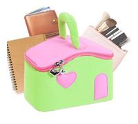 Cosmetic Bag, Travel Toiletry Organizer, House Shape Canvas Design, Zipper Closure for Easy Access, Ideal for Daily Use or Trips, Size Inches See Image, Multicolor, 1 Piece, 120g