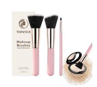 Cosmetic Brushes - 3-Piece Soft Bristle Face Makeup Brush Set, Travel Foundation Powder Brush | Blending Brushes for Foundation Concealer Contour Bronzer Blush Powder Makeup Use with