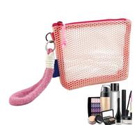 Cosmetic Organizer Bag Travel Toiletry Pouch Clear Mesh Design Lightweight Impermeabile Portatile Storage Case Medium Pink for Daily Use, Palestra, Vacazione, Dorm, Car, 1 pezzo, b, Se référer au