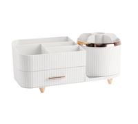 Cosmetic Organizer - Rotating Desktop Storage Box, Elegant Makeup Storage Rack with Multiple Drawers and Compartments Stylish Design for Brushes Eyeliner Lipstick Lotion Nail, Ideal for Vanity