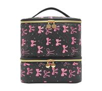 Cosmetic Storage Box, Nail Tool Organizer, Beauty Case with Decorative Bow, Makeup Holder with Sectioned Trays, Grooming Accessory with Stylish Design, Organizer Tool for Hair Art Beauty