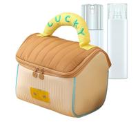 Cosmetic Travel Bag, Multipurpose Makeup Organizer, Portable Storage Handbag, Zipper Pouch with Handle, Ideal for Shampoo, Lozione, Toothpaste, Facial Cleanser, Women, Vacation, Daily Use, marrone, Se