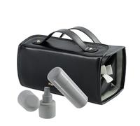 Cosmetic Travel Bag with Removable Compartments | PU Leather Makeup Brush Holder & Toiletry Organizer | Clear Multi-Compartment Travel Bag for Lipstick, Lip Gloss & Cosmetics