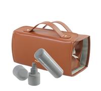 Cosmetic Travel Bag with Removable Compartments | PU Leather Makeup Brush Holder & Toiletry Organizer | Clear Multi-Compartment Travel Bag for Lipstick, Lip Gloss & Cosmetics
