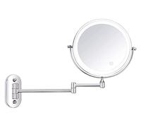Cosmetic Vanity Mirror t-Button Adjustment LED 8 Inch Cosmetic Mirror Folding Double Sided 10X Magnifying Wall Mounted Beauty