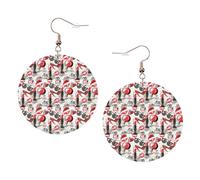 Cosmetico Rossetto Profumo Stampa Artistica Piercing Rotondo Orecchini In Pelle Set 1 Paio di Eleganti Orecchini In Pelle Pendenti Cerchio Per Le Donne Gioielli Regali, One Size, Poliestere