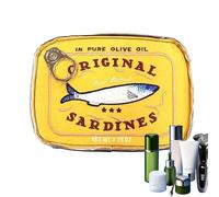 Cosmetics Bag, Toiletry Travel Pouch, PU Leather Cosmetics Organizer Bags, Funny Canned Sardine Design, Aesthetic Storage Bag for, Eye Shadow, Shampoo, and Travels Essentials, 15.5x11x4.5cm