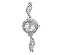 COSMEVIVI 1pezzi Orologio da Polso da Donna al Quarzo Bracciale a Forma di Piuma con Strass Orologio Pratico in Lega Resistente per Uso Quotidiano Argento