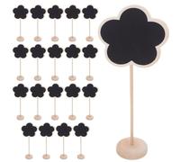 COSMEVIVI 20 mini cartelli lavagna: con supporto - cartellone a forma di fiore - numeri per tavoli da matrimonio, etichette in legno, cartellini dei prezzi per menu a buffet