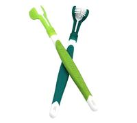 COSMEVIVI 2pezzi Spazzolino Triplo Testa Per Cani e Gatti Per Pulizia Denti Pet Design Leggero e Sicuro Rimuove Placca e Alitosi Realizzato Di Alta Qualità Smeraldo
