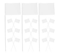 COSMEVIVI 60 bandiere di segnalazione per rilievi topografici: bandiere da prato con picchetti in filo d'acciaio - marcatori bianchi in plastica per terreno - universali per giardino, prato e