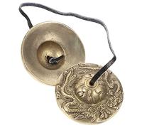 COSMEVIVI Campana Per Piatti in Rame Ritmico Per Meditazione e Yoga Strumento Percussione Religioso Retrò Per Cerimonie Facile Da Trasportare e Durevole