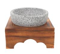 COSMEVIVI Tazza per aromaterapia in Pietra per Sauna - Supporto per diffusore di Oli Essenziali da 400 ml con Base in Legno - Ciotola in Pietra per aromaterapia Resistente al Calore per Bagno Turco,