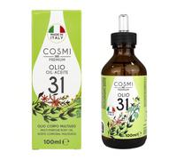 COSMI MADE IN ITALY OLIO 31 MULTIUSO CURA CORPO E PELLE 100ML. MADE IN ITALY COSMI PREMIUM OLIO 31 MULTIUSO - 100ML. L'OLIO 31 È UNA MISCELA EQUILIBRATA DI OLI VEGETALI ED ESSENZIALI. GRAZIE ALLA SUA 