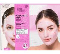 COSMI PREMIUM - Maschera Viso Monouso con Estratti di Rosa e Petali - 28g - Idratante, Rinfrescante e Illuminante - Per Tutti i Tipi di Pelle - Maschera in Tessuto