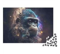 Cosmic Ape Portrait Puzzle for Adults Educational: Cosmic Fur Gorilla Art 1000 Pieces Suitable for Decompression 70x50cm/1000pcs